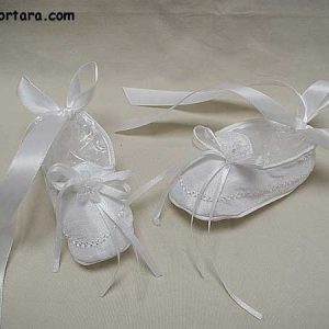 Simple White Silk Ballerina Christening Baptism Shoes