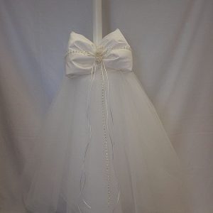 Dupioni Silk Christening Baptism Candle with Tulle ~ Unisex