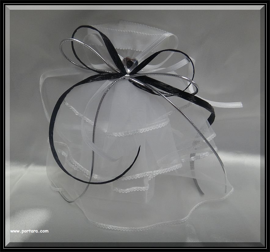 Lovely White Dress Almond Pouch with Rhinestone
