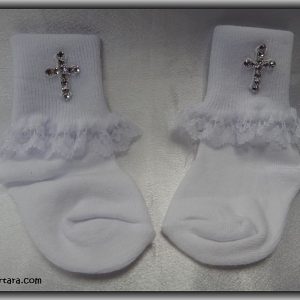 Christening Baptism Socks with Swarovski Crystal Cross