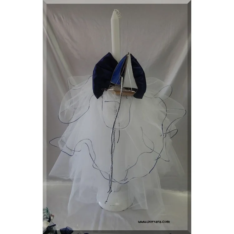 Blue Waves Christening Baptism Candle - Image 3