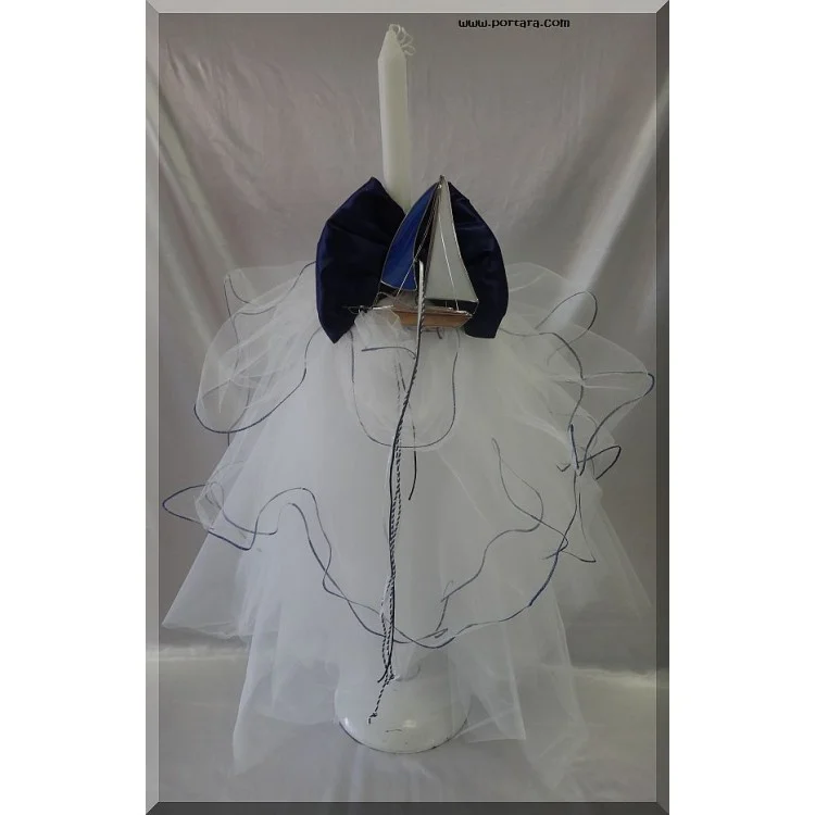 Blue Waves Christening Baptism Candle - Image 2