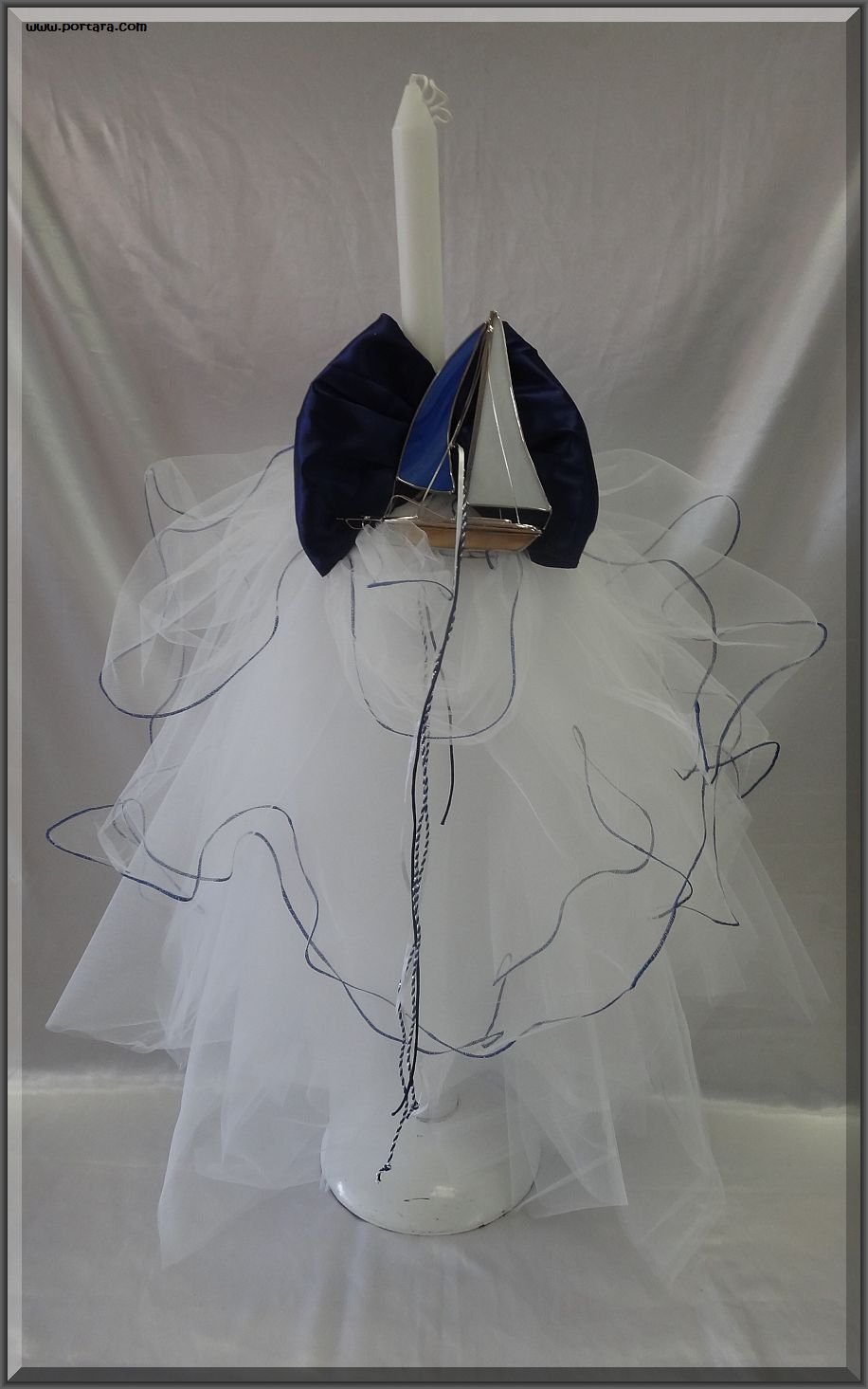 Blue Waves Christening Baptism Candle