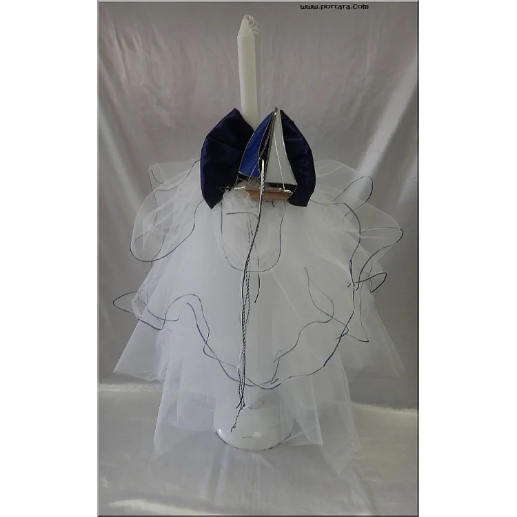 Blue Waves Christening Baptism Candle - Image 5