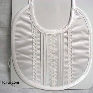 Boys White Silky Satin Baptismal Bib