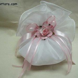 White Organza Bomboniere with Wired Edge