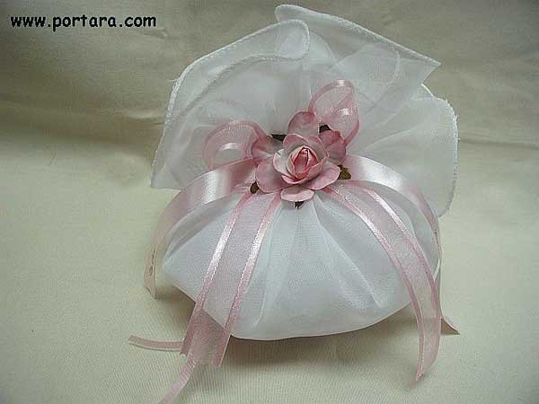 White Organza Bomboniere with Wired Edge