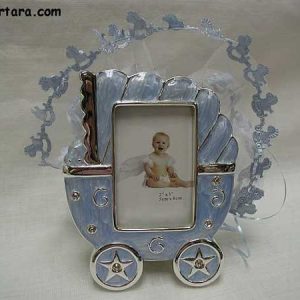 Blue Baby Carriage Frame Baby Shower Favor