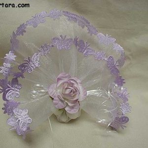 White Organdy Circle with Satin Butterfly Border