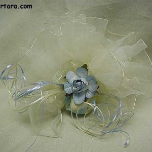 Fancy Ivory Organdy Circles with Thin Satin Ruffle Edges Bomboniere