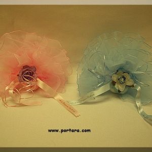 Fancy Organdy Circles with Thin Satin Ruffle Edges Baptism Favor