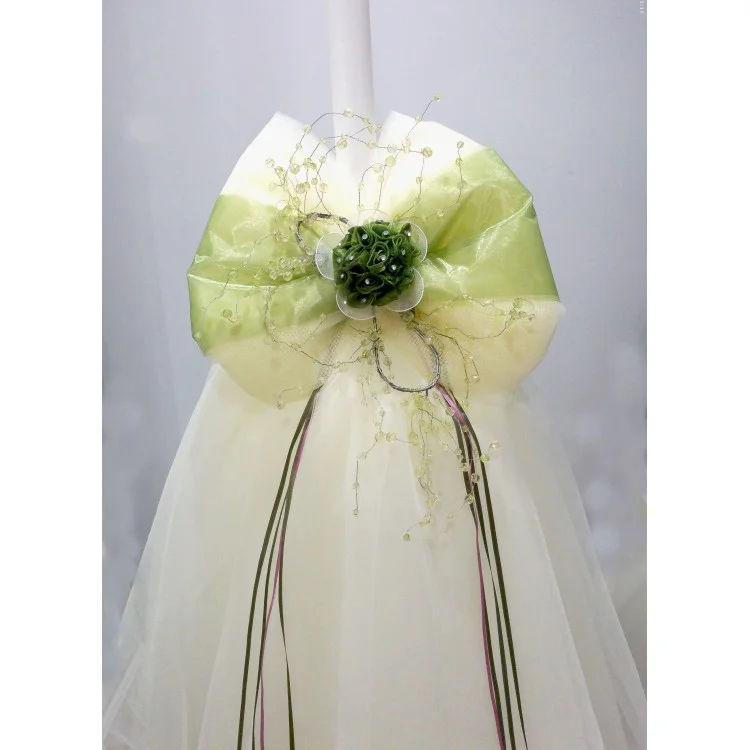 Sage Green, Baby Pink or Lilac Simplicity Christening Baptism Candle ~Lambatha - Image 2