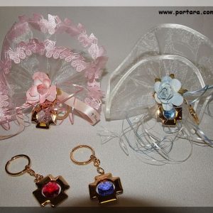 24K Gold Plated Cross Keychains with Austrian Crystals Favor Gift Ideas