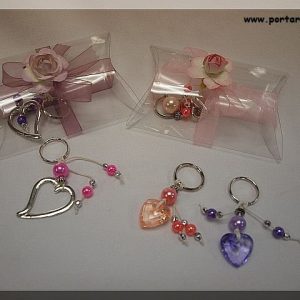 Lovely Worry Beads Hearts with Pearls Key Chains Gift Favors