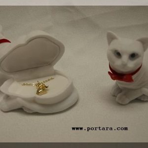 Cat Pendant Inside Velour Cat Keepsake Box