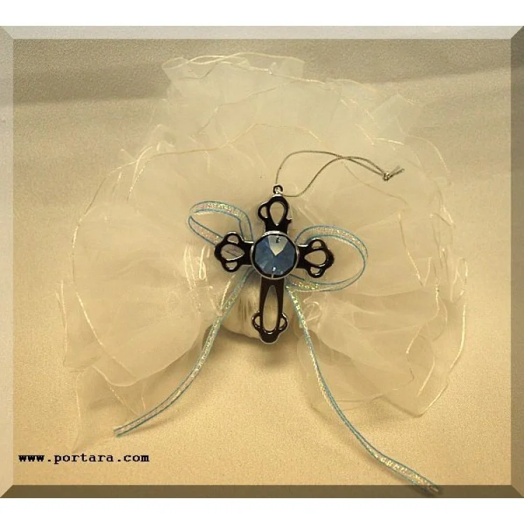 Bomboniere Favor with Silver Cross Hanging Ornament ~ Unisex - Image 7
