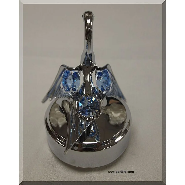 Large Swan with Austrian Crystals Chrome Plated Music Box Gift Favor - Image 3