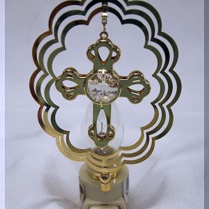 Cross Night Light 24K Gold Plated with Austrian Crystals