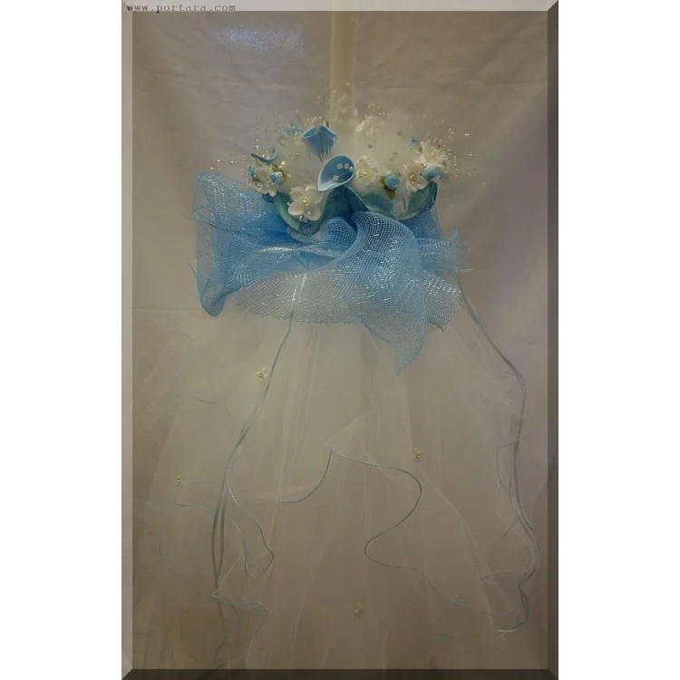 Silk Lilies with Color Christening Baptism Candle ~ Lambatha Vaftisi - Image 7
