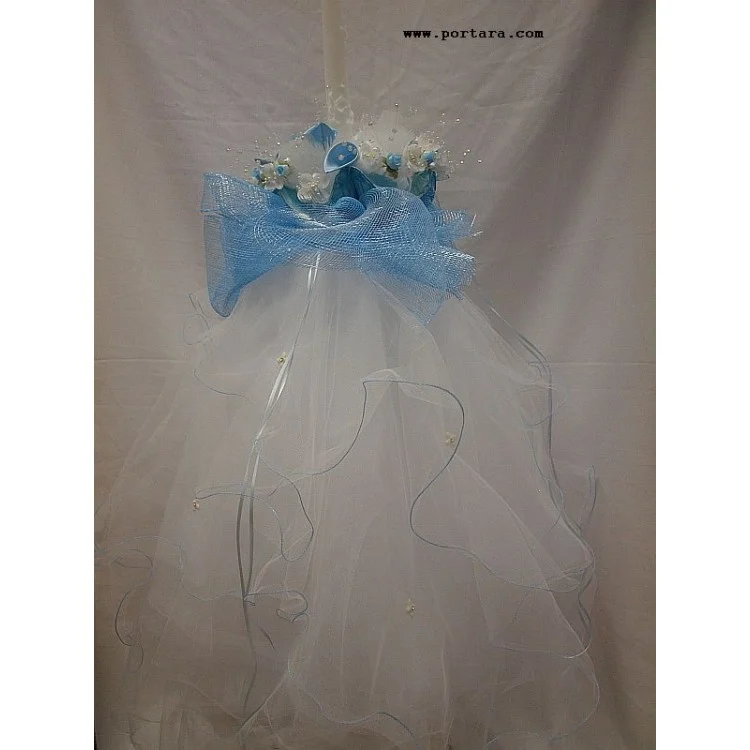 Silk Lilies with Color Christening Baptism Candle ~ Lambatha Vaftisi - Image 6