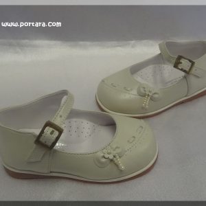 Flower Baby Girl Ivory Baptism Shoes