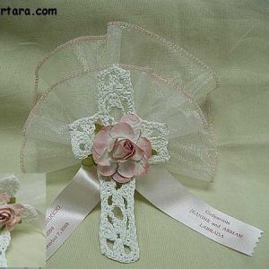Crocheted Crosses with Organdy Circles Favors ~ Unisex