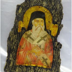Saint Nectarios Orthodox Icon on Real Bark