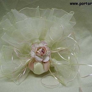 Fancy Girls Ivory Organdy Circles with Thin Satin Ruffle Edges Baptism Favor