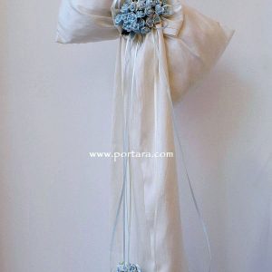 Off White Bow and Flowers Christening Candle ~ Labatha