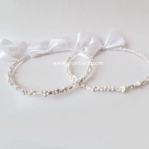 Handcrafted White Porcelain Jasmine Flowers and Roses Wedding Crowns