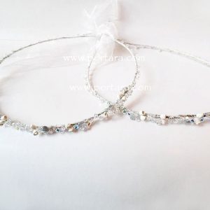 Simple Sparkling Wedding Crowns with White Porcelain Roses ~ Stephana