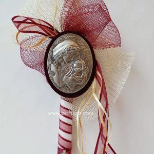 A Beautiful Silver and Mahogany Tree Icon~ Panagia ~ Easter Candle ~ UNISEX