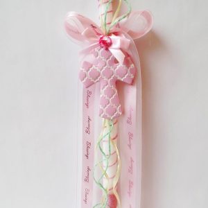 Baby Pink Cross Ornament Easter Candle ~ Lambatha