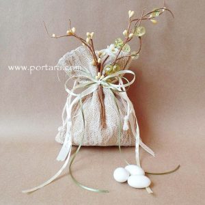 Lace and Burlap with Crystals Bomboniere Favor Idea