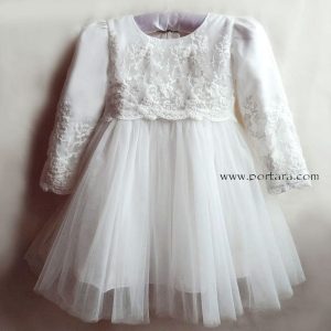 Abby Fabulous Off White Christening Dress with Long Sleeves