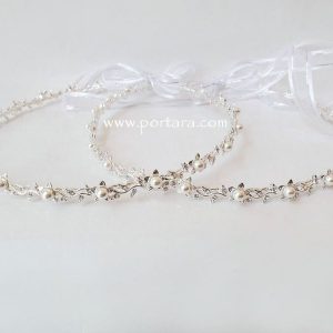 Silver and Pearls Wedding Crowns ~ Stephana