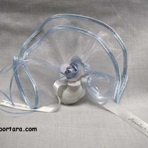 Organdy Circle with Light Blue Satin Edge