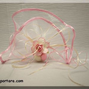 Organdy Circle with Light Pink Satin Edge Baptism Favor