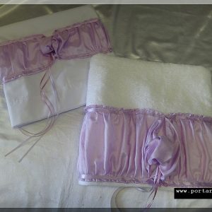 Elegance with Lilac Accents Baptism Towels with Oil Sheet Set ~ Lathopana